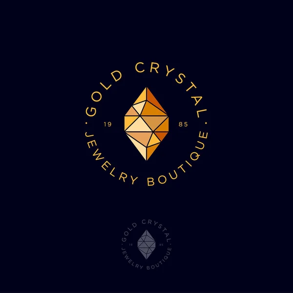 ゴールデン クリスタルのロゴ 宝石類および宝石でエンブレム — ストックベクタ