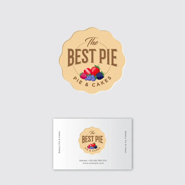 Найкращий Логотип Пирога Пиріжки Етикетки Пиріг Полуницею Чорницею Ожиною Малиною — стоковий вектор