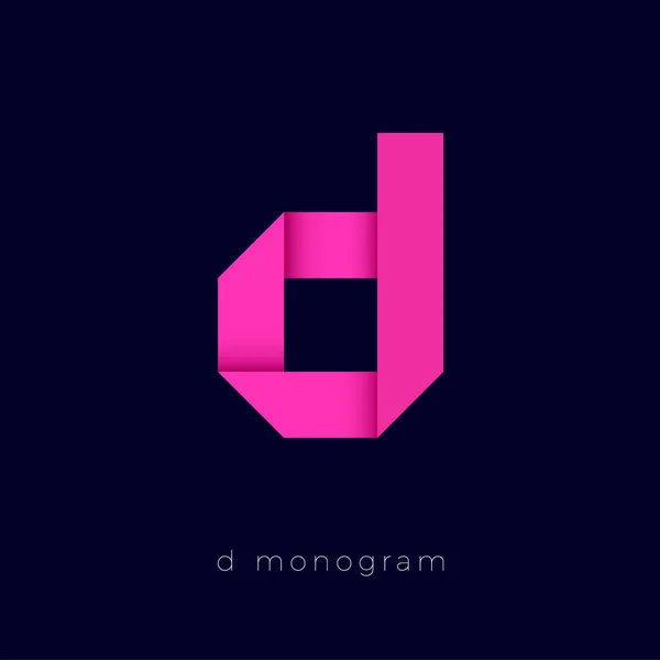 Origami Rózsaszín Papírt Kerékpáros Logó Monogram Logó Sötét Kék Háttérrel — Stock Vector