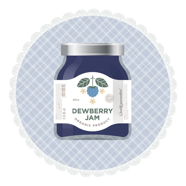 Dewberry Jam Label Packaging Premium Design Flat Original Illustration Texts — Stock Vector