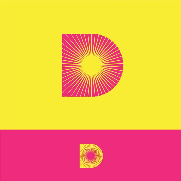 Logo Slunečních Paprsků Monogram Slunce Růžové Písmeno Žlutém Podkladu — Stockový vektor