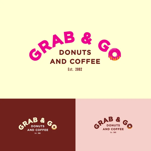 Pegue Logo Carta Como Donut Com Creme Doces Pequenos Padaria — Vetor de Stock