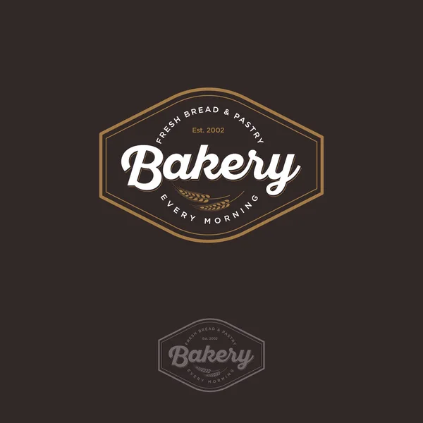 Das Logo Der Bäckerei Mit Stachel Brot Und Backen Emblem — Stockvektor