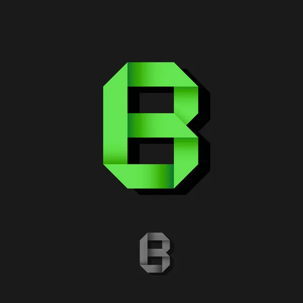 Буква Оригами Монограмма Зелёная Лента Логотип Зеленая Монограмма Бумажная Фигура — стоковый вектор