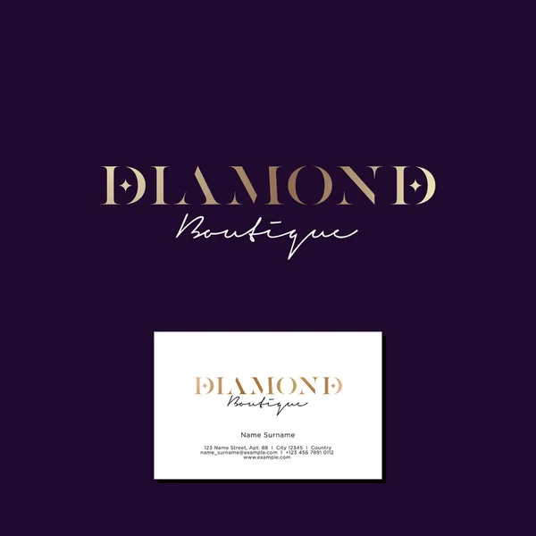 Logo Boutique Diamond Élégant Logo Avec Des Étoiles Sur Fond — Image vectorielle