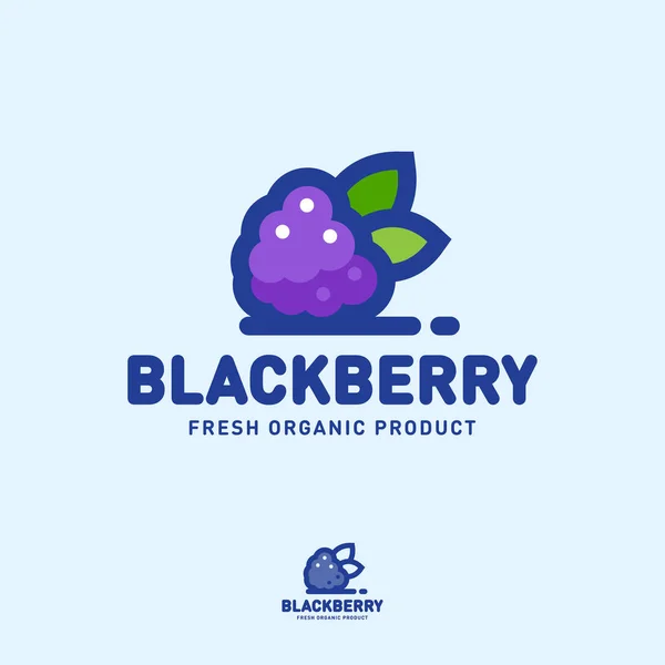 Logo Blackberry Maturare Bacche Con Foglie Lettere Emblema Prodotti Sanitari — Vettoriale Stock