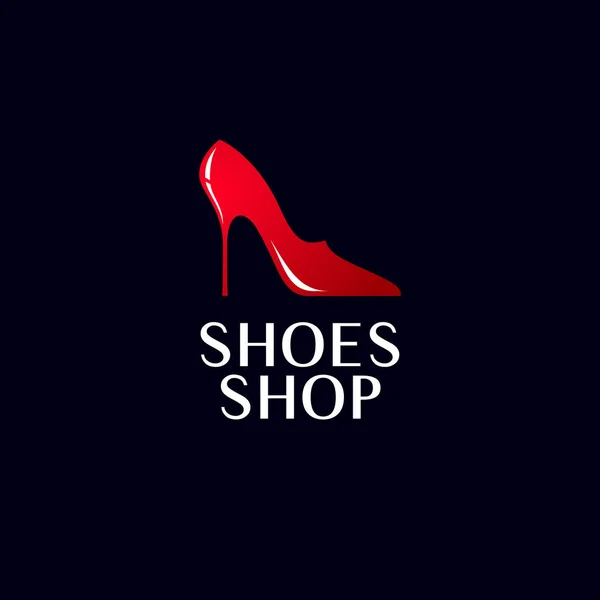 Λογότυπο Καταστήματος Υποδημάτων Κόκκινα Γυναικεία Όμορφα Παπούτσια Έμβλημα Και Γράμματα — Διανυσματικό Αρχείο