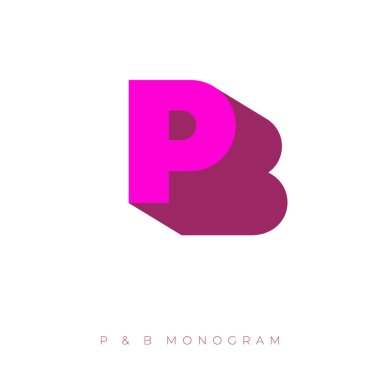 P, B logosu kavramı. B harfi gibi gölgeli pembe P harfi. Ağ, ağ, Ui simgesi. B harfi P harfinin gölgesi..
