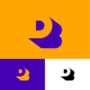 D, B logosu kavramı. B harfi gibi gölgeli D harfi farklı bir arkaplanda. Ağ, ağ, Ui simgesi. R, B harfinin gölgesidir..