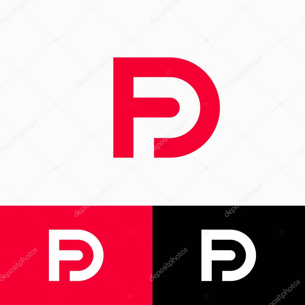 D and P monogram. D, P logo, letters on a different backgrounds.