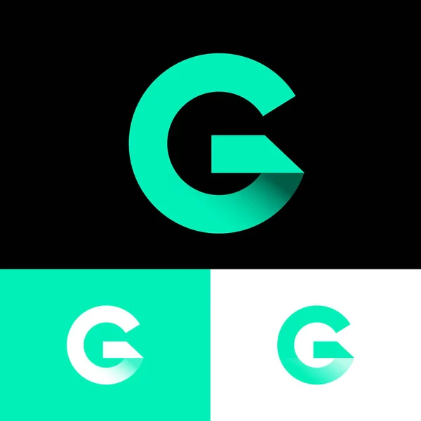 G折纸单字 绿色缎带像字母G首字母 网络图标 地形学 租赁设计 — 图库矢量图片