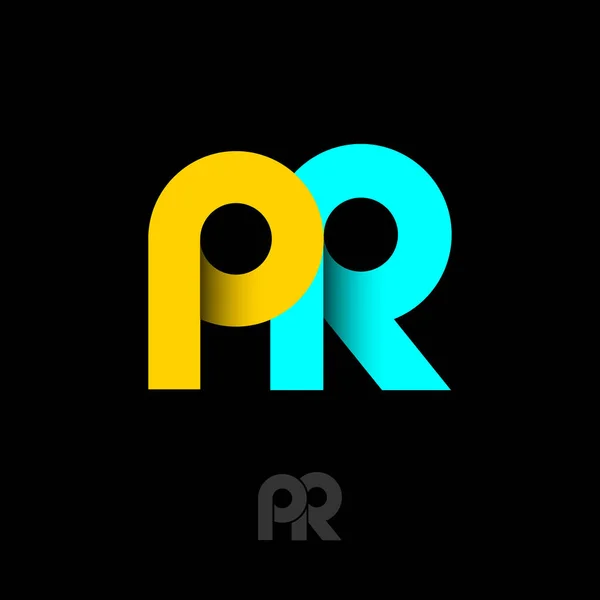 Logotipo Emblema Relações Públicas Monograma Consiste Fitas Amarelas Azuis Cartas — Vetor de Stock