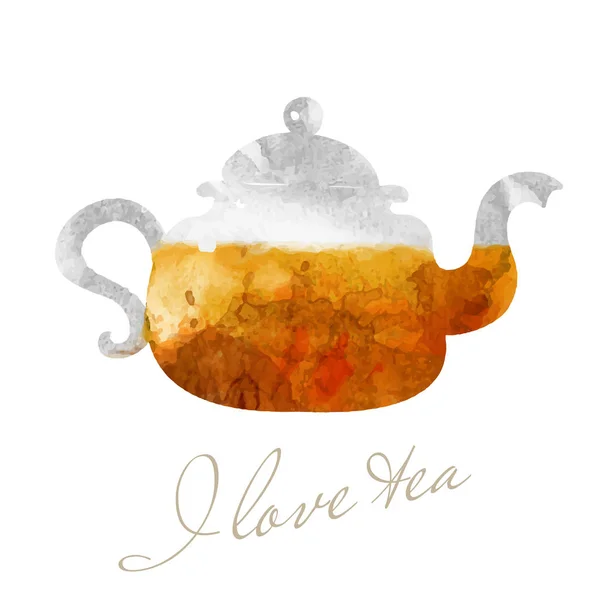 Чайник Иллюстрация Кафе Фото Чайного Бара Стеклянный Чайник Акварелью — стоковый вектор