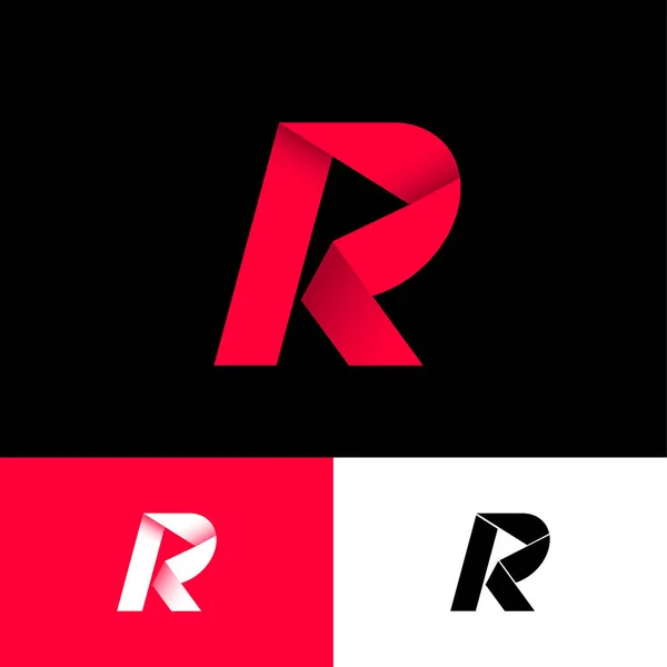 Origami Logo Carta Como Fita Vermelha Fundo Diferente Opção Monocromática — Vetor de Stock