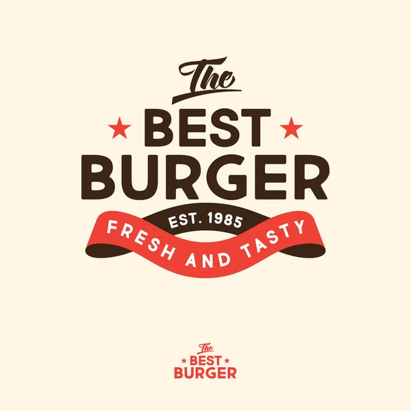 Best Burger Logo Fresh Tasty Bistro Letters Ribbons Stars Vintage — ストックベクタ