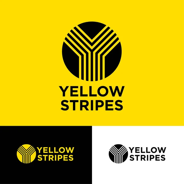 Rayas Amarillas Círculo Logotipo Lineal Consta Algunas Líneas Monograma Amarillo — Vector de stock