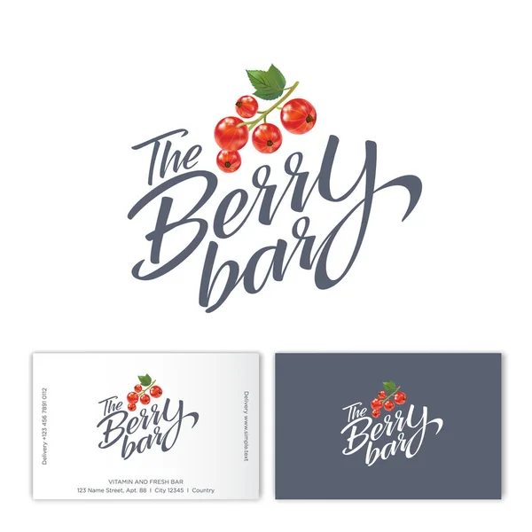 Логотип Беррі Бар Детокс Кислотні Вітамінні Продукти Червоні Дозрілі Ягоди — стоковий вектор