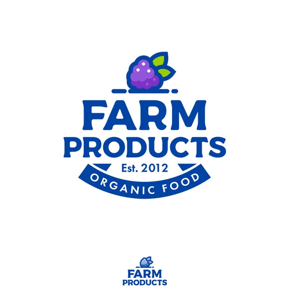 Logo Farm Products Productos Orgánicos Vegetarianos Icono Baya Comida Saludable — Archivo Imágenes Vectoriales