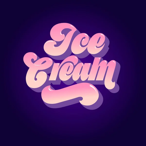 Ice Cream Vector Illustration Schöner Schriftzug Mit Schatten Disco Stil — Stockvektor