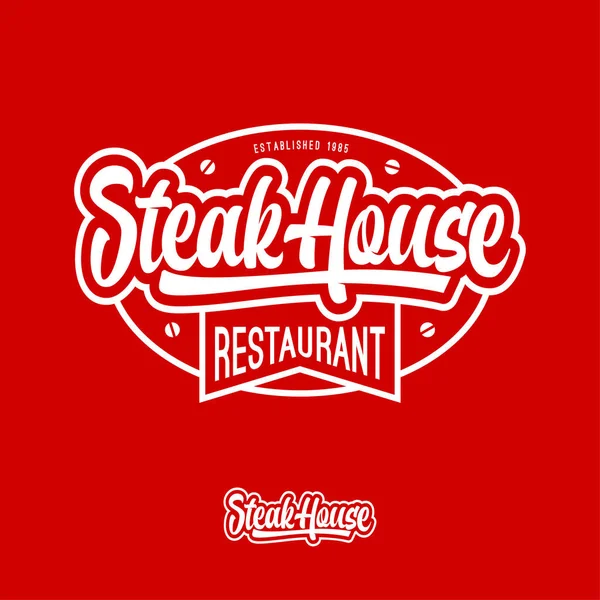 Λογότυπο Του Steak House Σφαγείο Λογότυπο Εστιατορίου Καλλιγραφική Σύνθεση Στρογγυλή — Διανυσματικό Αρχείο