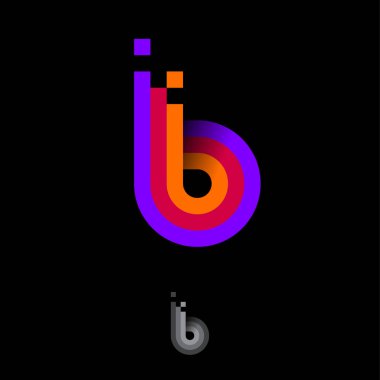 B harfi logosu. B monogramı dengeleyici gibi. Orijinal logo renk şeritlerinden oluşur. Monokrom seçeneği.