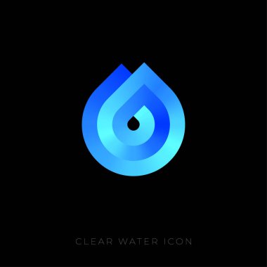 Mavi Damla simgesi. Temiz su damlası ve temiz çevre sembolü. Eğimli Spiral Damla sembolü. 