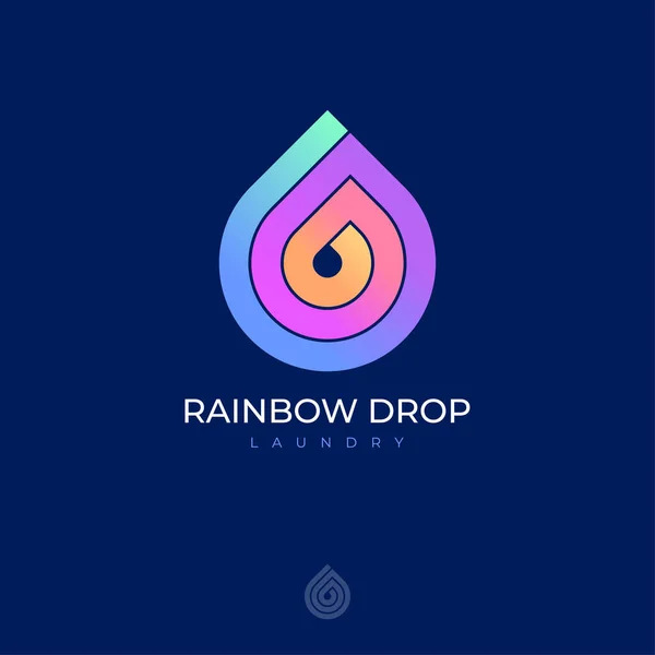 Icono Rainbow Drop Logotipo Lavandería Tintorería Helix Gota Espiral Con — Vector de stock