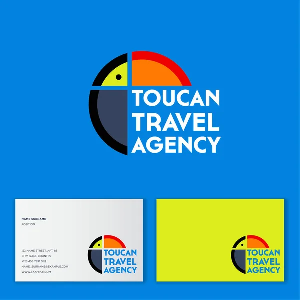 Travel Agency Logo Toucan Emblem Tropical Bird Inscribed Circle Letters — Stock Vector