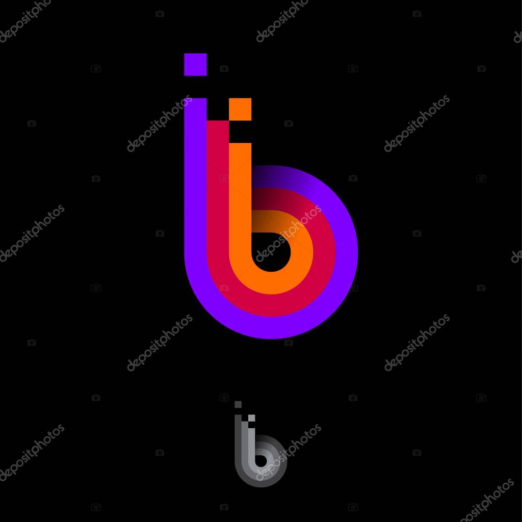 B letter logo. B monogram like equalizer. The original logo consists of color stripes. Monochrome option.