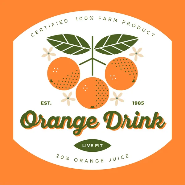 Bebida Naranja Con Jugo Bebida Saludable Frutas Naranjas Frutas Con — Archivo Imágenes Vectoriales