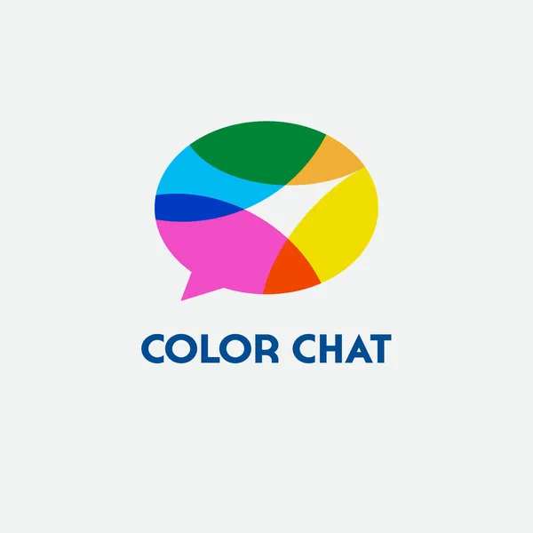 Logo Chat Color Logo Escuela Idiomas Icono Del Club Conversacional — Vector de stock