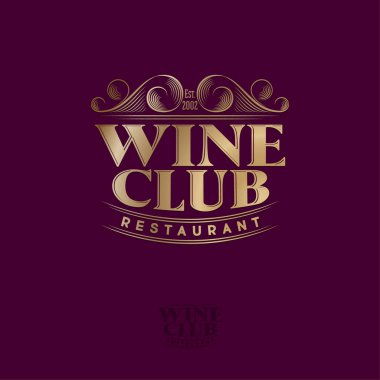 Et ve Şarap Restoranı Logosu. Harf bileşimi ve kıvrımlı dekoratif elementler. Özel Barok Biçimi. 