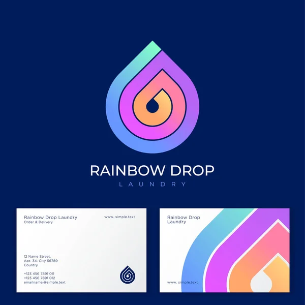 Rainbow Drop Icon Logo Laundry Dry Clean Helix Spiral Drop — Stock Vector