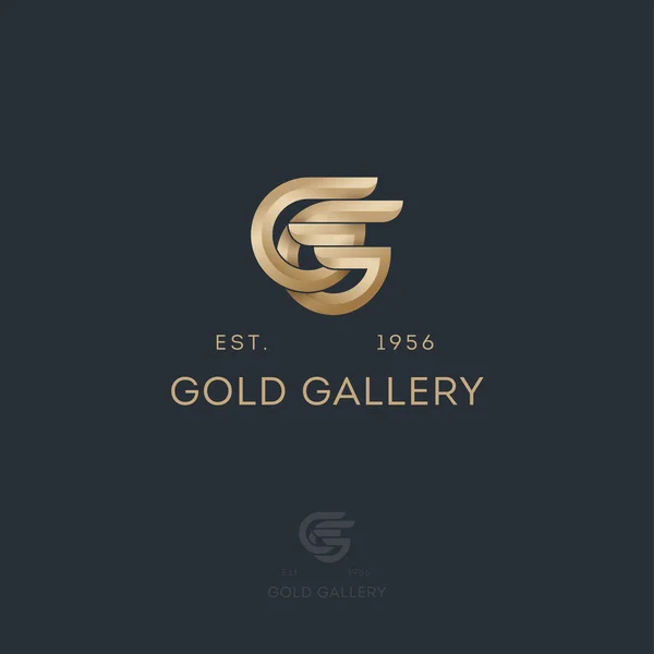 Logo Gold Gallery Monograma Consisten Letra Doble Logotipo Para Cuidado — Archivo Imágenes Vectoriales