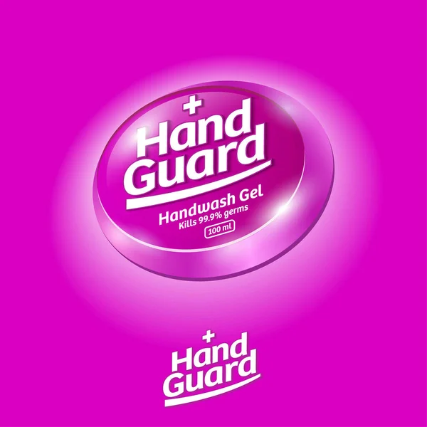 Logo Hand Guard Gel Antiséptico Mano Etiqueta Protección Contra Virus — Archivo Imágenes Vectoriales