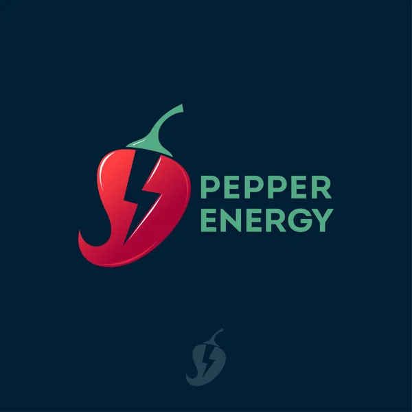 Logo Épicé Poivron Rouge Logo Énergétique Alimentaire Piment Avec Symbole — Image vectorielle