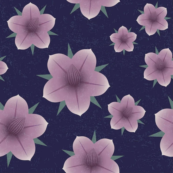 Fleurs Violettes Motif Sans Couture Fleurs Fond Minable Illustration Plate — Image vectorielle