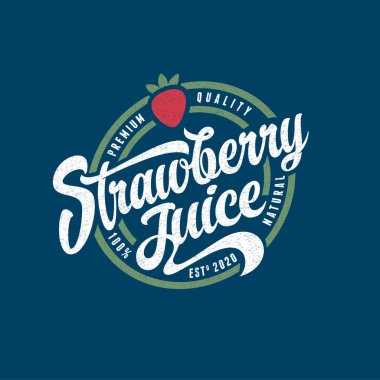 Çilek suyu etiketi. Kıvırcık bukleli ve çilekli klasik harfler. Kötü bir stil. Eski Harfler.