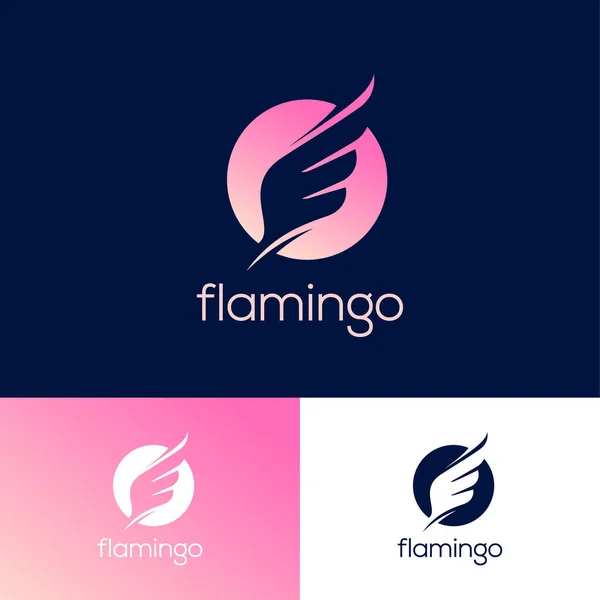 Logo Flamingo Różowe Skrzydła Skrzydło Ptaka Różowym Kręgu Odizolowane Różne — Wektor stockowy