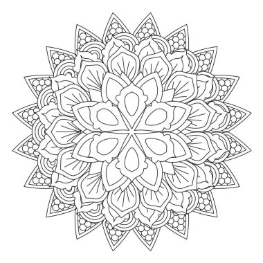 Mandala boyama kitabı için anahat. Dekoratif yuvarlak süsleme.