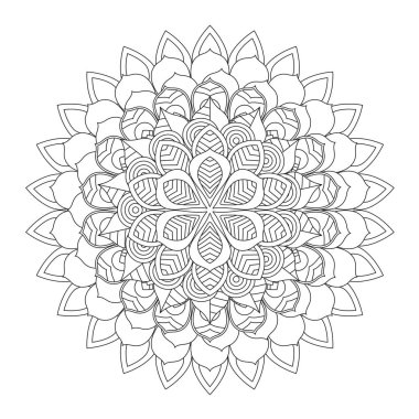 Mandala boyama kitabı için anahat. Dekoratif yuvarlak süsleme.