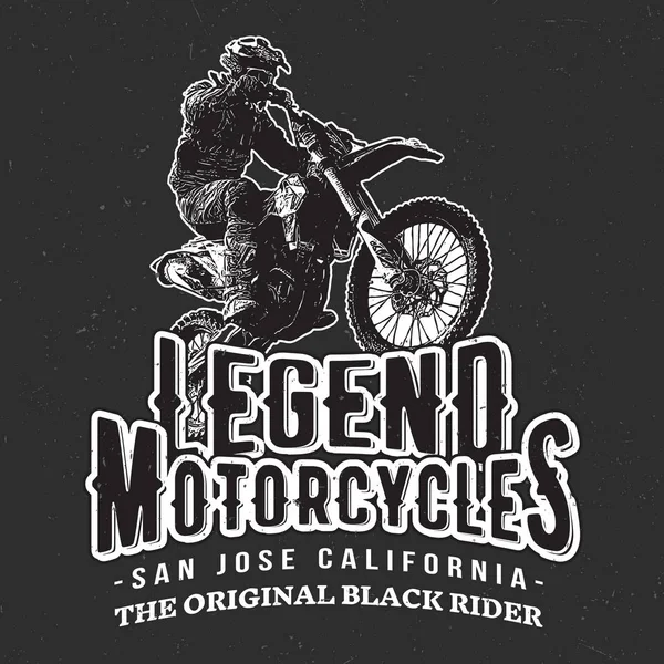 Efsane motosiklet Vintage yarışçılar T-Shirt tasarım — Stok Vektör