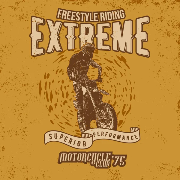 Efsane motosiklet kulübü Vintage yarışçılar T-Shirt tasarım — Stok Vektör