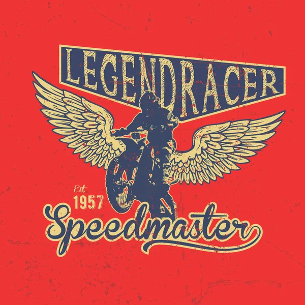 Legend Motocicletas Clube Vintage Racers T-shirt Design —  Vetores de Stock