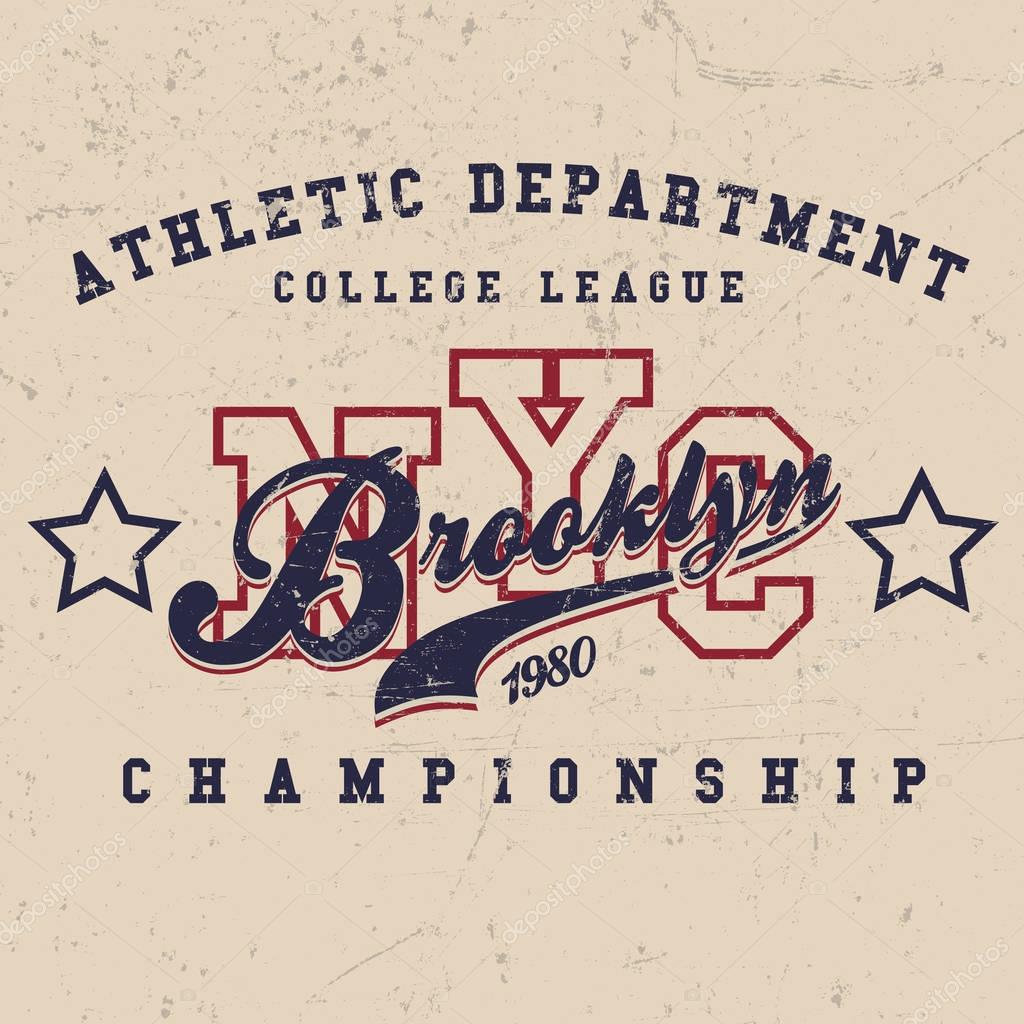 Vintage Sport Wear New York T-shirt Design, Athletics Typography. Easy to manipulate, re-size or colorize.