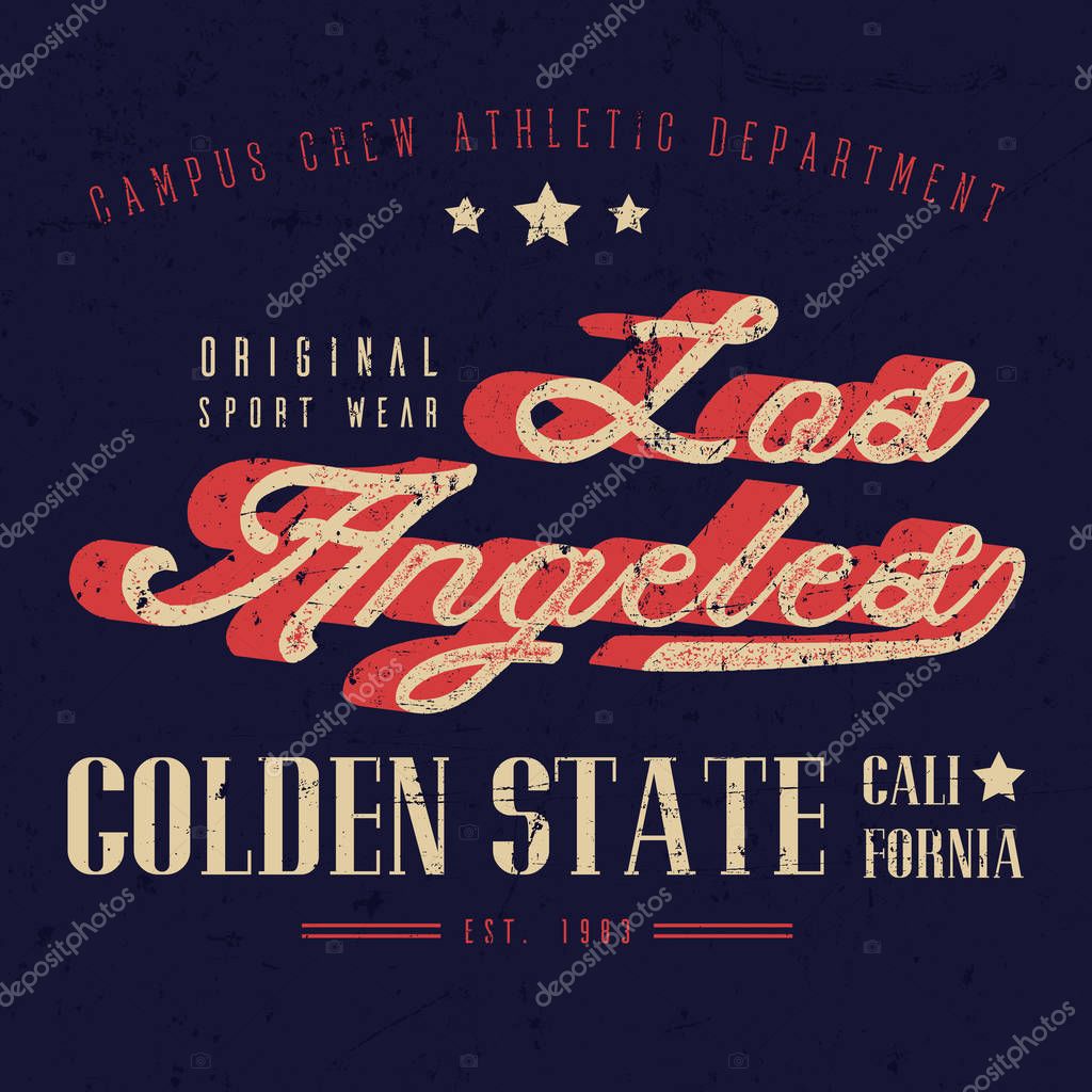 Vintage Sport Wear Los Angeles T-shirt Design, Athletics Typography. Easy to manipulate, re-size or colorize.
