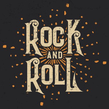 Rock and Roll T-shirt grafik tasarım, vektör çizim