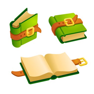 Set of cartoon green book clipart