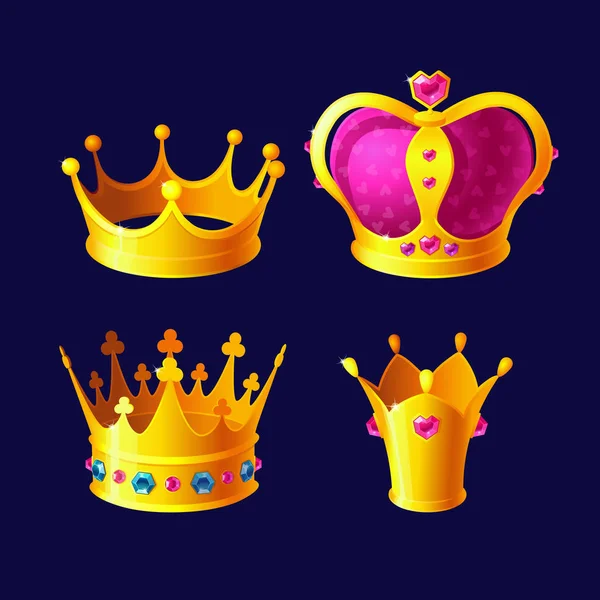 Kraliyet altın kron izole taşlar ile kümesi