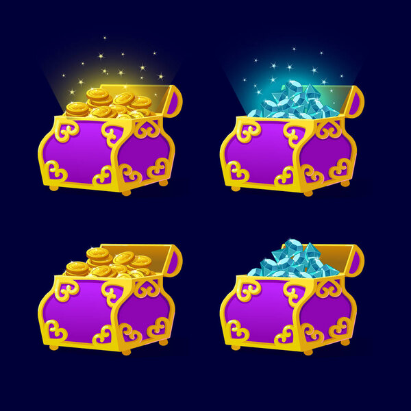 Purple Chest set for game interface